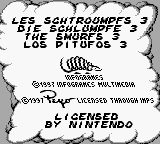 Smurfs title screen for GameBoy